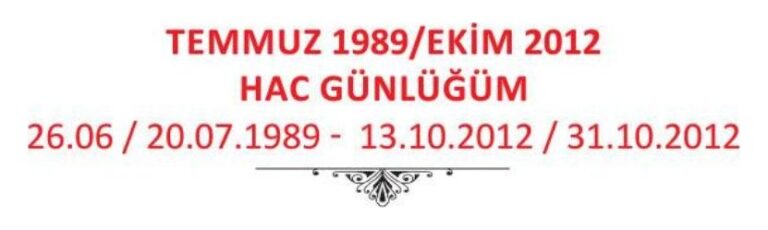 Temmuz 1989 / Ekim 2012 Hac Günlüğüm, Seyahatlerim kitabı s.112